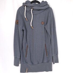 NAKETANO Darth Hoodie LARGE Women's Pullover Funnel Neck Sweatshirt Charcoal